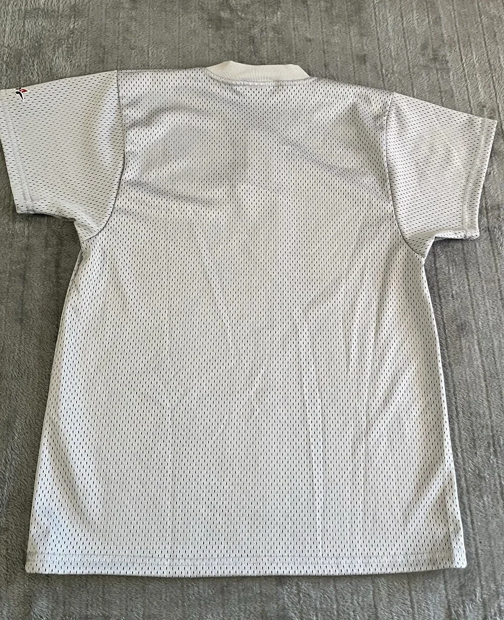 Alleson Athletic Gray Mesh Baseball Shirt Short Sleeve Jersey Henley Youth Large
